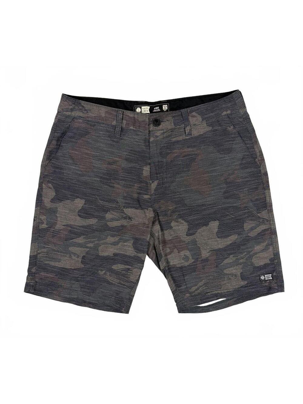 Gorpcore Salty Crew Drifter 2 Gray Camo Hybrid Quick Dry Stretch Shorts Men's 32